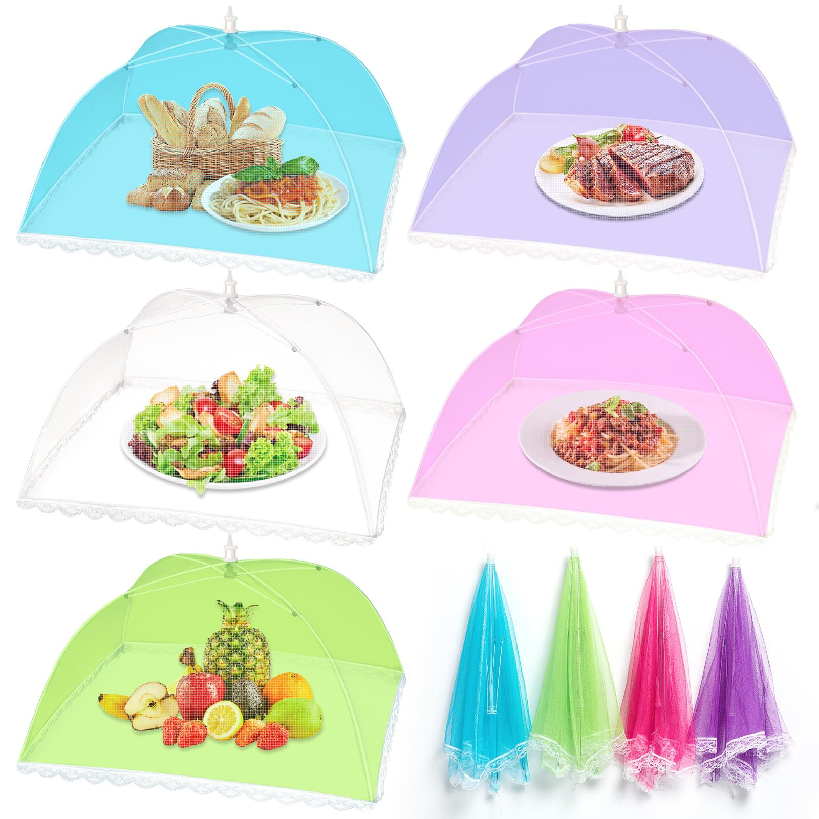 5 Pack Food Cover Tents, Food Covers for Outdoors, Mesh Cover, Reusable and Collapsible Outdoor P... | Amazon (US)