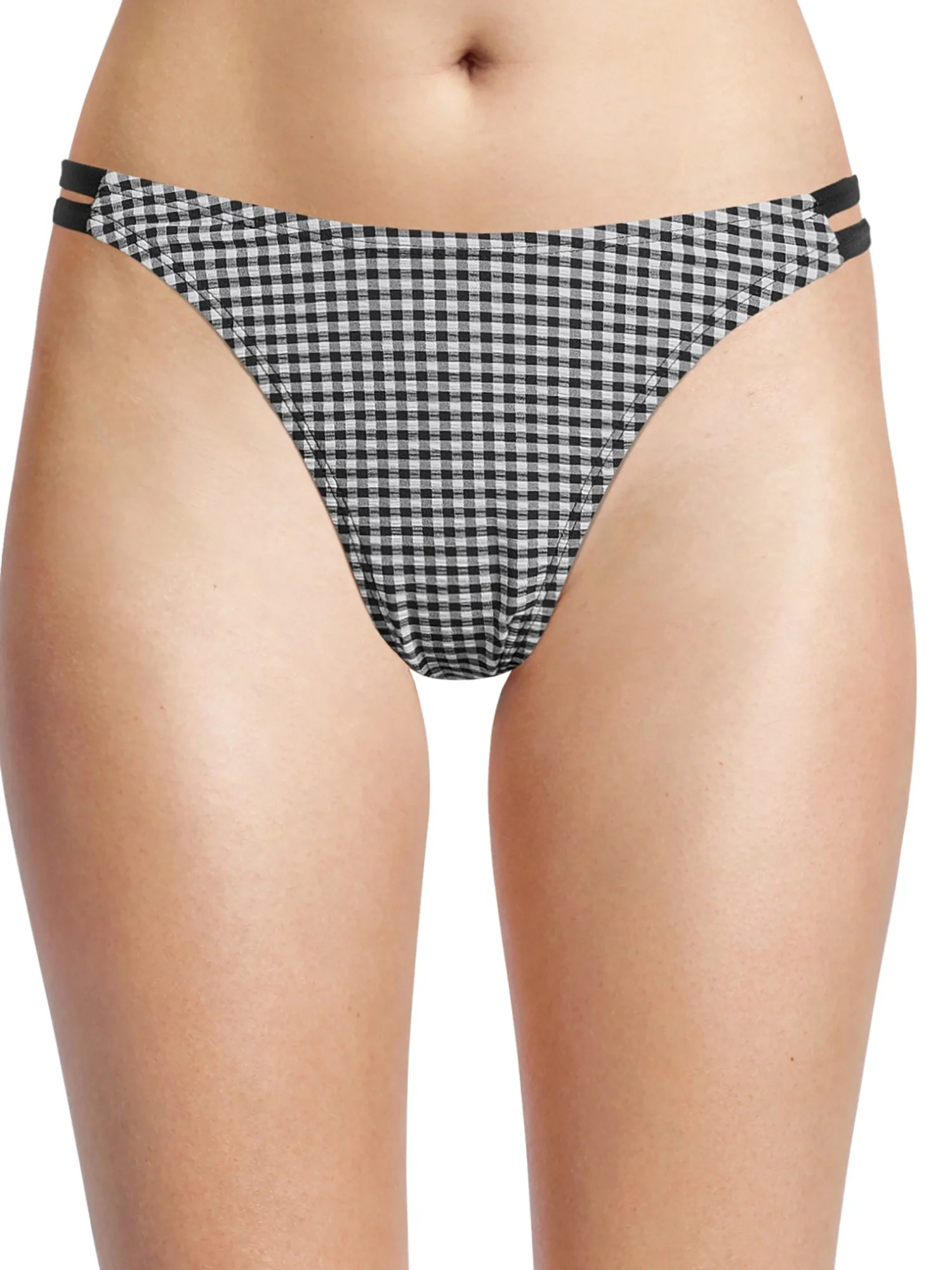 Time and Tru Women's Gingham Strappy Side Swimsuit Bottoms | Walmart (US)