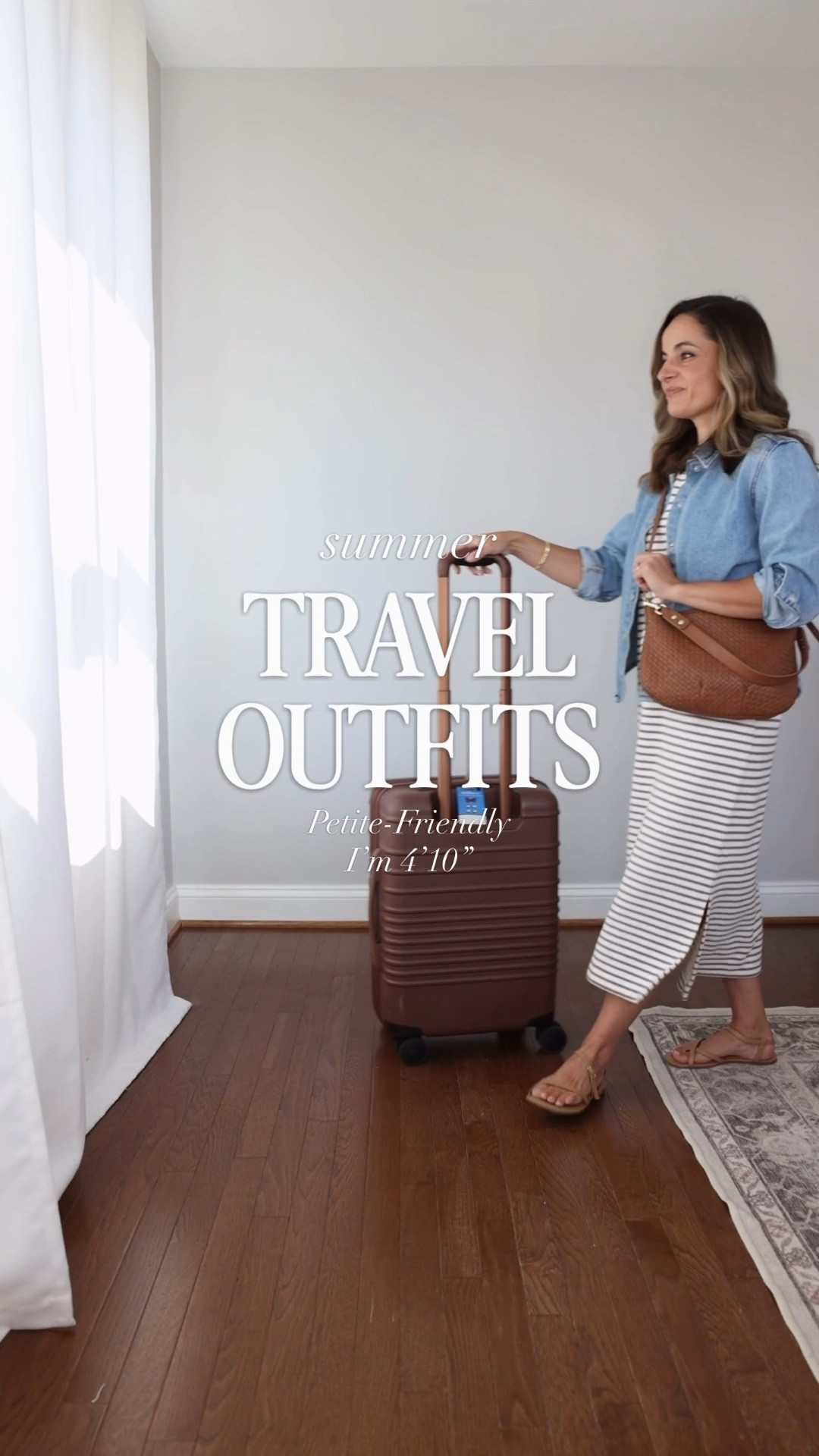 Summer travel outfit ideas! 

Outfit 1 
Dress (Haven Well Within): xxs 
Denim Shirt (Target): xs 
Sandals (Target): true to size 
Bag (Quince) 

Outfit 2 
Jeans (J.Crew Factory): 24 - 26.5” inseam in standard sizing in spring storm wash
T-shirt (Madewell): xxs 
Sweatshirt (similar linked) 
Sneakers (Gola): true to size 

Outfit 3 
Joggers (Athleta): petite xxs 
T-shirt (Madewell): xxs 
Denim shirt (Target): xs 
Sneakers (Gola): true to size

#LTKPetite
