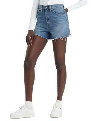 Levi's High-Waisted Distressed Cotton Mom Shorts - Macy's | Macy's
