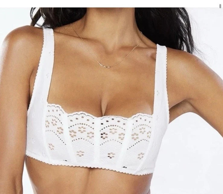 Women’s Savage x Fenty Corset Lace Bra White BOMBSHELL BRODERIE LACE BRALETTE M | eBay US