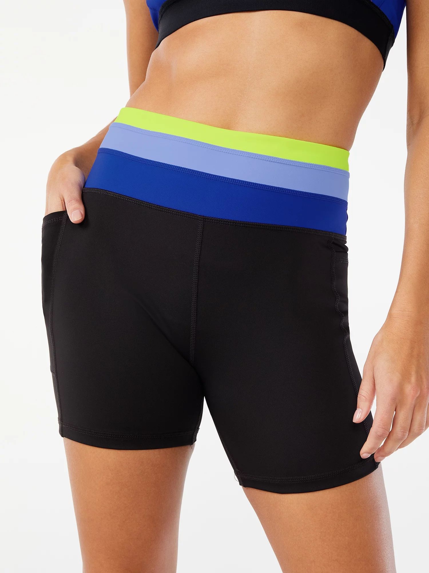 Love & Sports Women's Color Band Bike Shorts, 5” inseam - Walmart.com | Walmart (US)