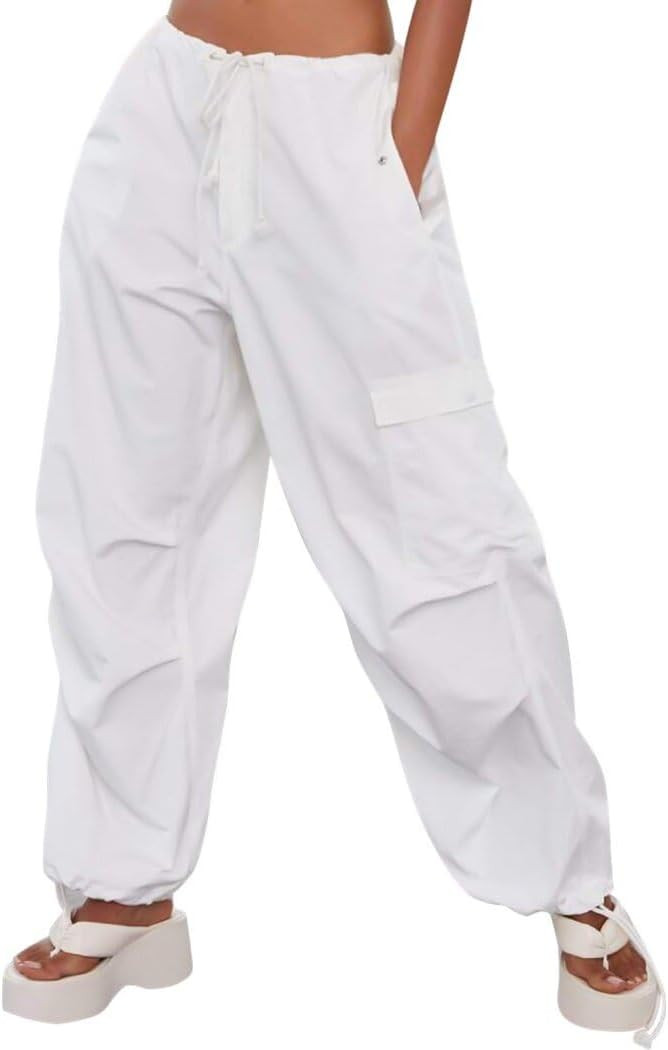 BOSREROY High-Waisted Drawstring Baggy Cargo Pants, Casual Breathable Wide-Leg Fashion Jogger for... | Amazon (US)