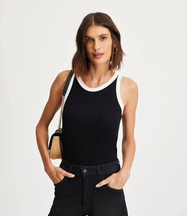 Regata em Ribana com Contraste ma Gola e Cava Preto | Renner (BR)