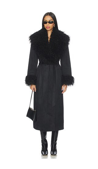 Lovers and Friends Lena Faux Suede Coat in Black. - size L | Revolve Clothing (Global)