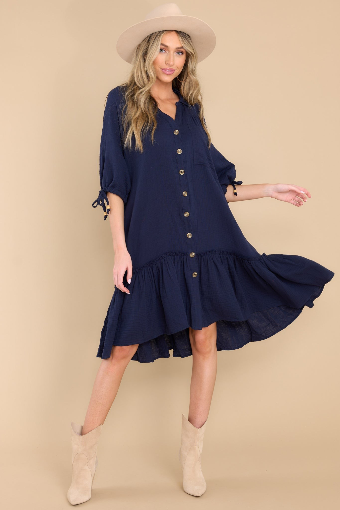 Fairytale Song Navy Blue Midi Dress | Red Dress 
