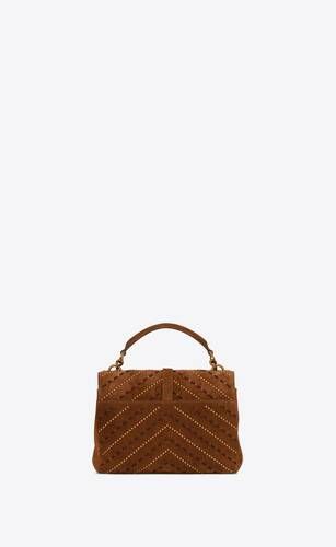 college medium chain bag in quilted suede with studs | Saint Laurent Inc. (Global)