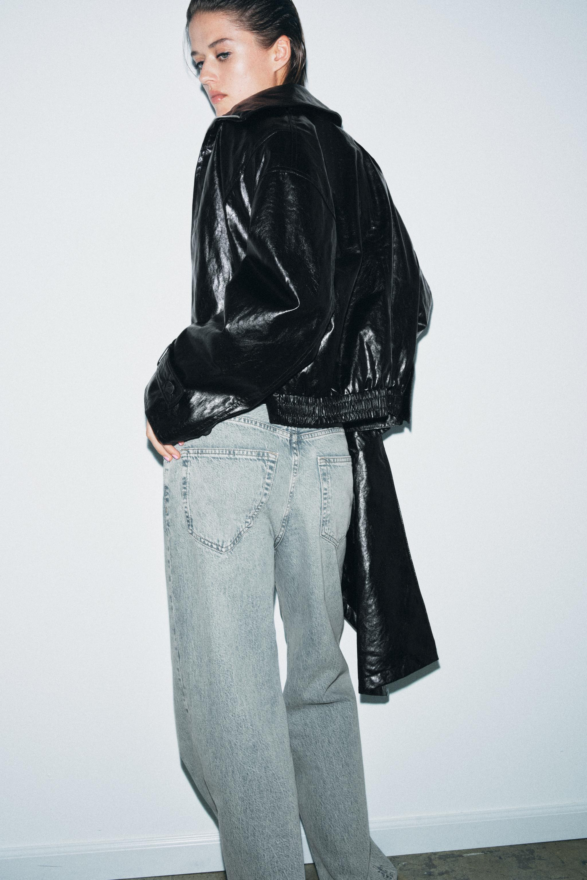 LEATHER EFFECT JACKET WITH SCARF ZW COLLECTION | Zara UK