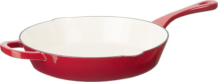 Crock Pot Artisan 12 Inch Enameled Cast Iron Round Skillet, Scarlet Red | Amazon (US)
