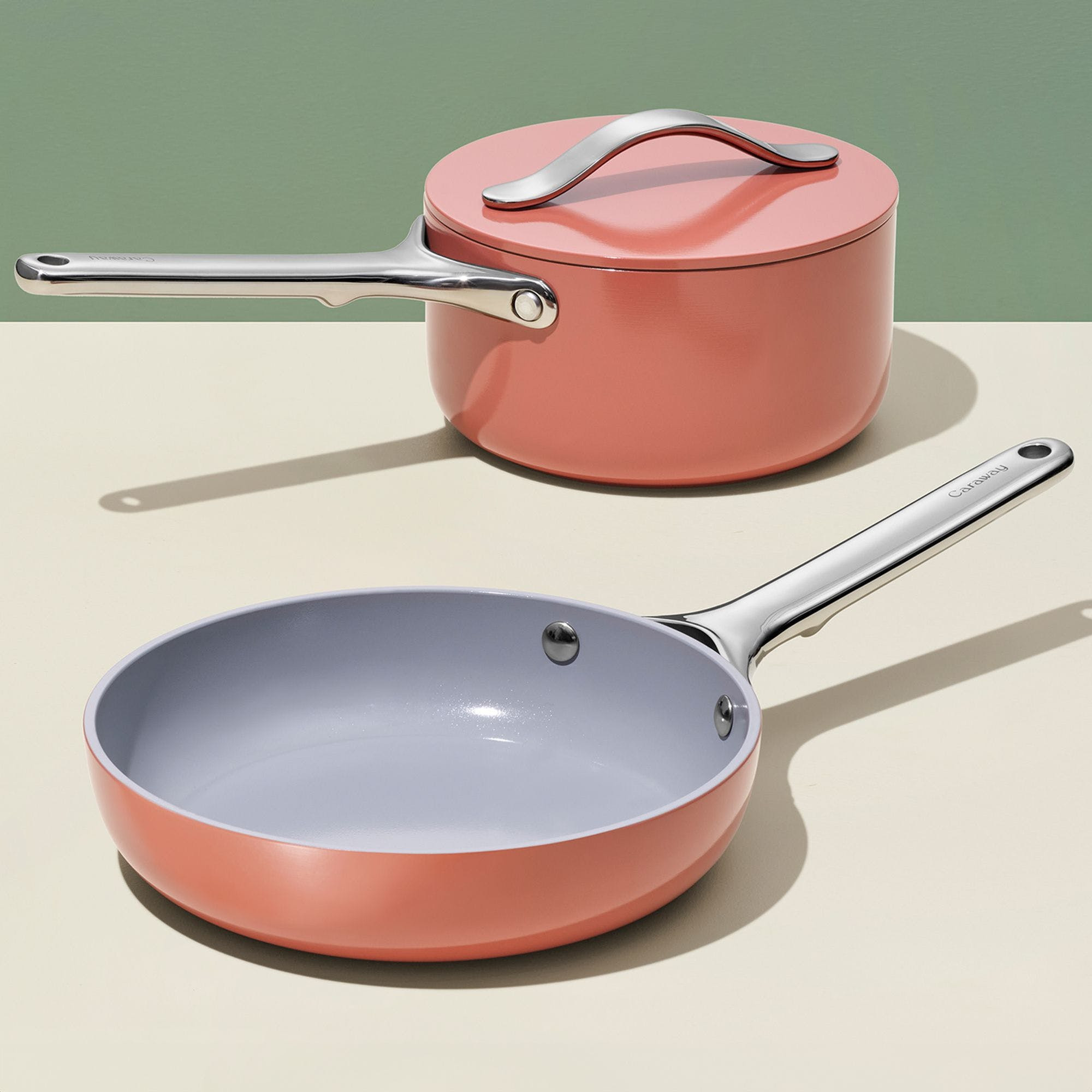 3 Piece Mini Duos Cookware Set In Perracotta | Non-Stick, Non-Toxic, PFAS-Free Ceramic Pans | Induction-Compatible For Healthy Cooking | Caraway | Caraway