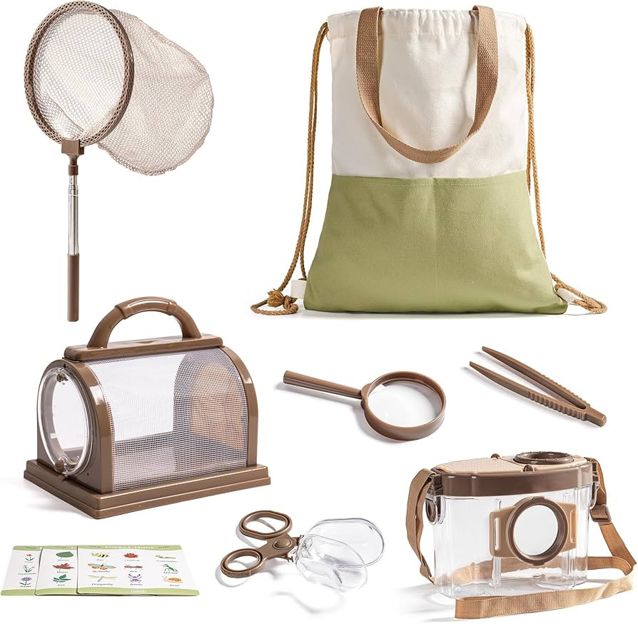 ROBOTIME Kids Explorer Kit, Outdoor Bug Catcher Kit for Kids with Magnifying Glass & Butterfly Ne... | Amazon (US)