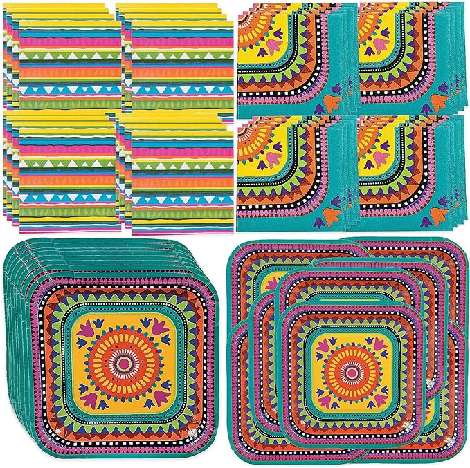 Fun Express Boho Fiesta Party Bundle | Dinner & Dessert Plates, Napkins | Great for Birthday, Cin... | Amazon (US)