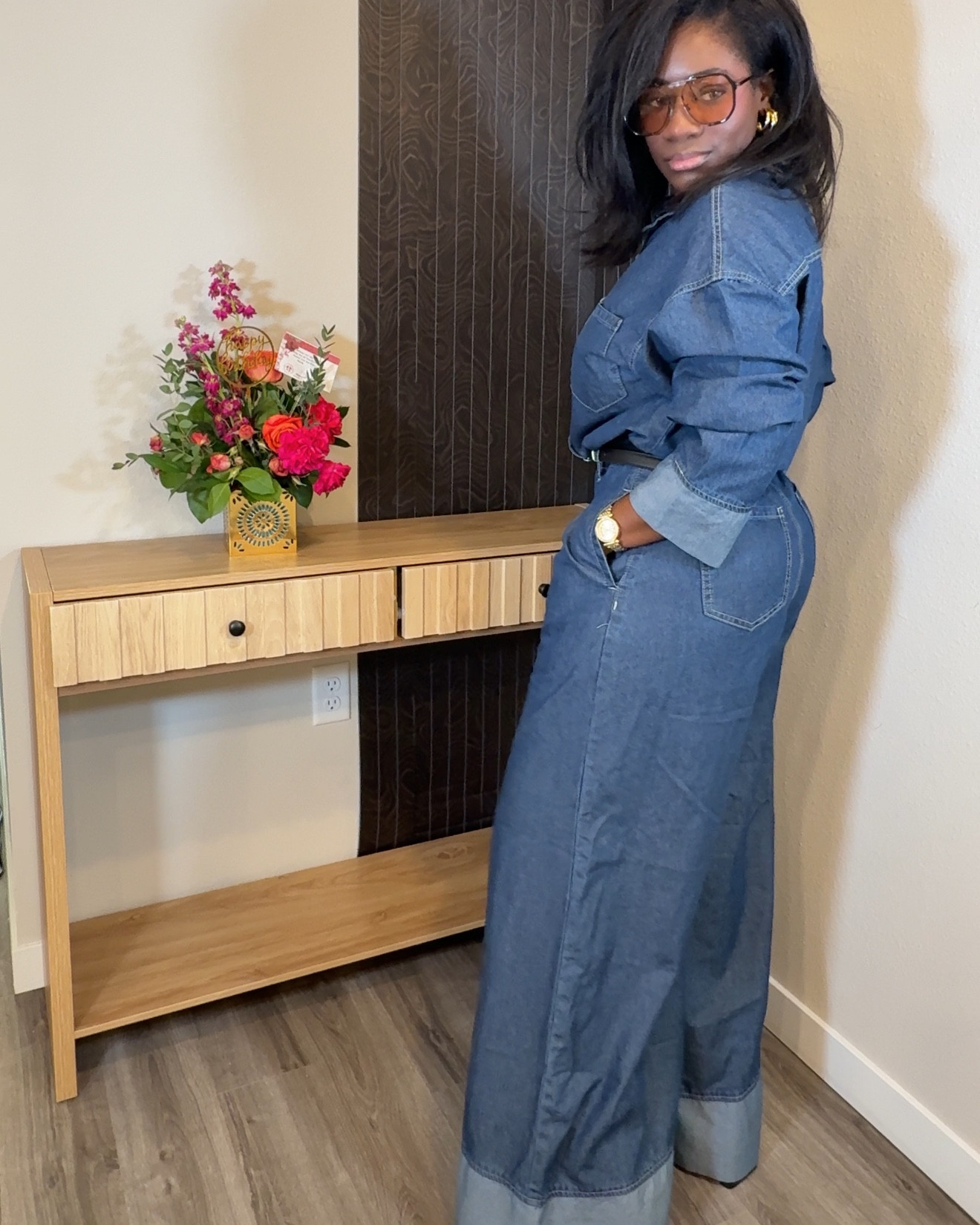 This one is goood! Oversized denim on denim. This is actually a one-piece, long-sleeve jumpsuit. I sized up from small to medium for an oversized fit. Tall girl friendly, I’m wearing tall platforms and it’s still sweeping the ground. Not too thin or too heavy. Relaxed, comfy fit. Comes in different washes. 

#LTKMidsize #LTKootd #LTKTall