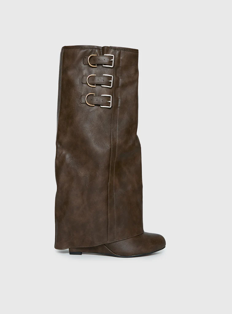 Ritz Knee High Boots Brown | Princess Polly US