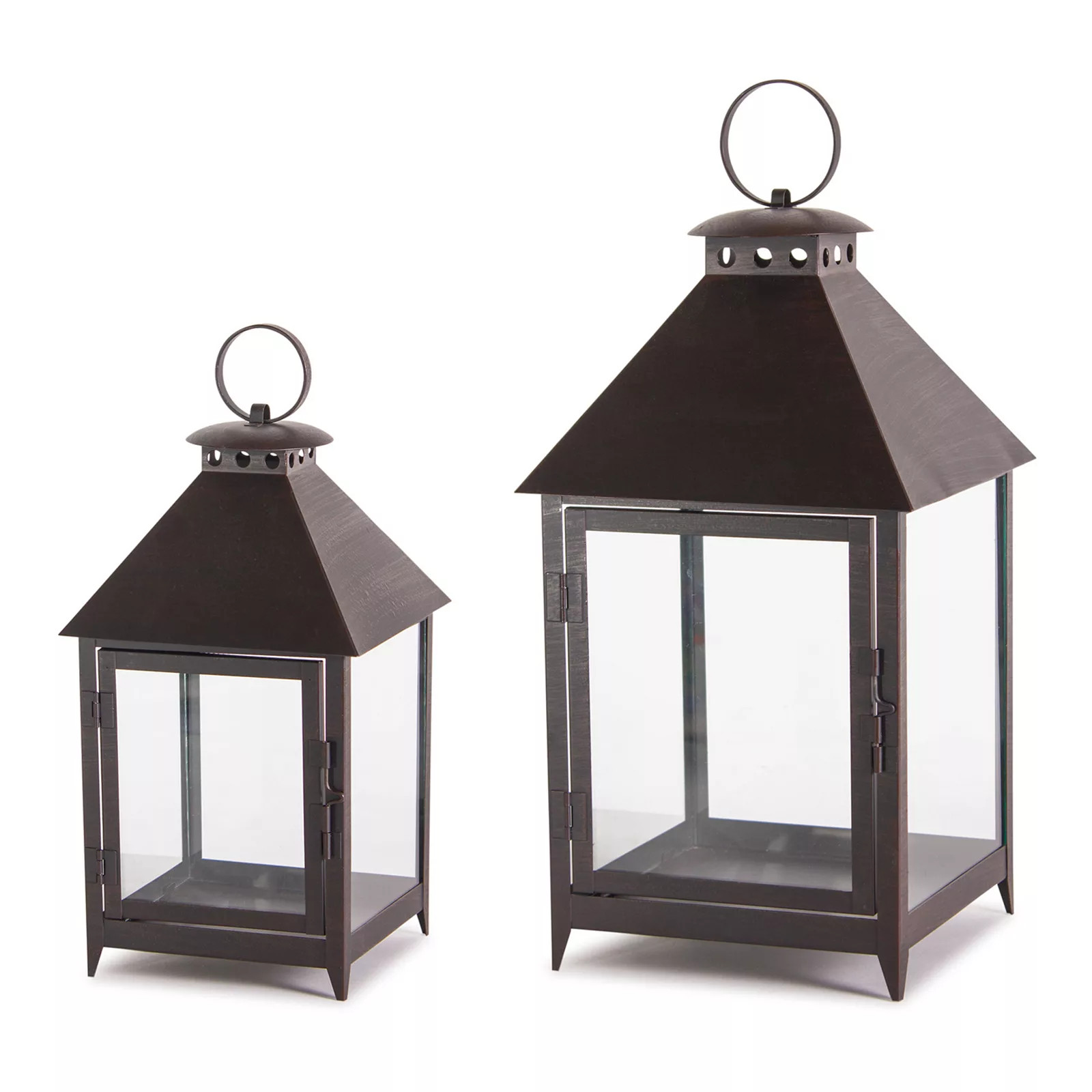 Dark Brown Lantern Floor Decor 2-piece Set, Black | Kohl's
