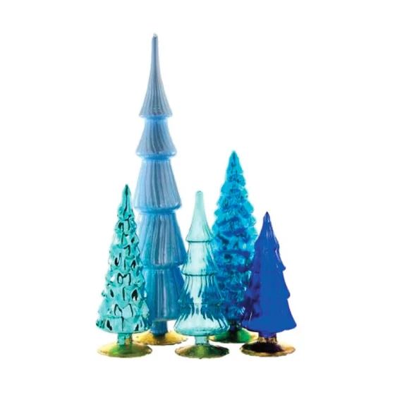 Blue Glass Christmas Tree Set, Aqua & Navy Hue Forest  17", 11.5", 9", 8.5", 7.5", Cody Foster an... | Etsy (US)