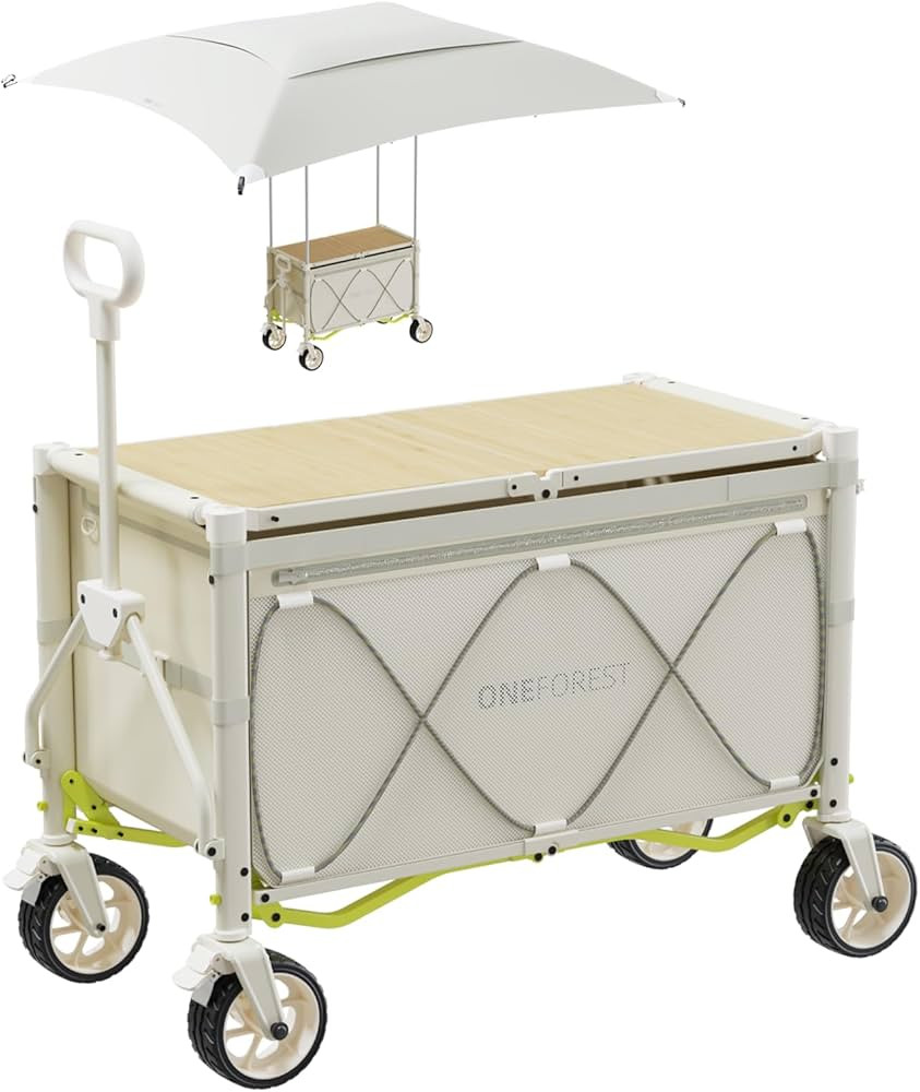 ONEFOREST Collapsible Wagon Cart with Canopy Tent, Portable Large Capacity Foldable Wagon Cart, H... | Amazon (US)