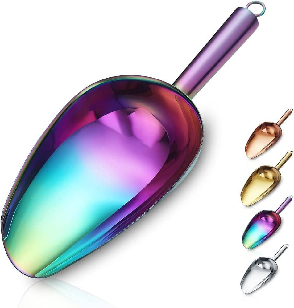 Berglander Stainless Steel Rainbow Ice Scoop 6 OZ, Titanium Colorful Plating Metal Ice Scooper Fo... | Amazon (US)