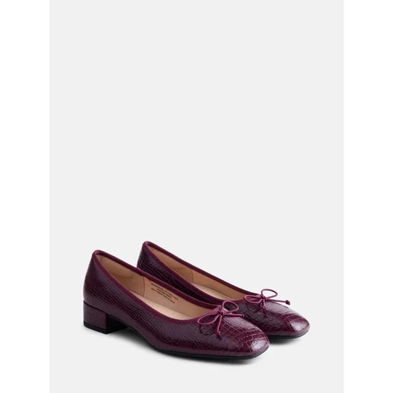 Scenario Women's Low Heel Faux Croc Ballet Flats | Walmart (US)