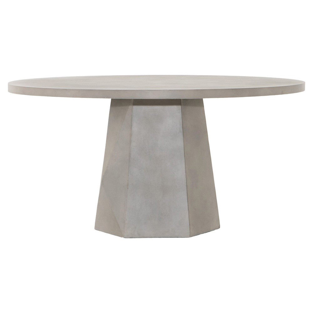Barley Industrial Loft Grey Round Outdoor Concrete Dining Table - 60"W | Kathy Kuo Home