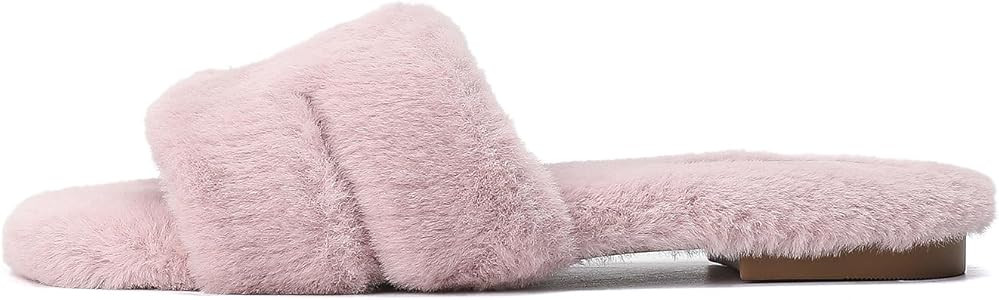 Stratuxx Kaze Womens Fur Slippers Comfy House Slides Sandals Open Toe Memory Foam Indoor Fluffy S... | Amazon (US)