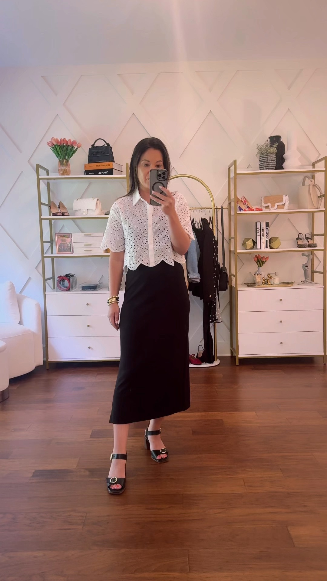 Amazon top is under $30 paired it with my favorite midi skirt ever! So many ways to style this skirt! Sandals on sale too 

#LTKVideo #LTKOver40 #LTKSaleAlert