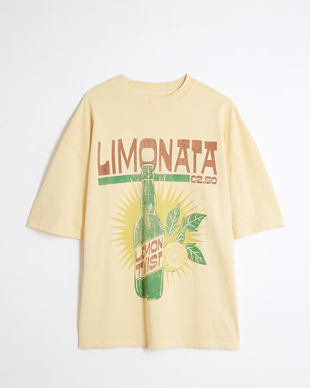 Yellow Short Sleeve Limonata Drink T-shirt | River Island UK & IE