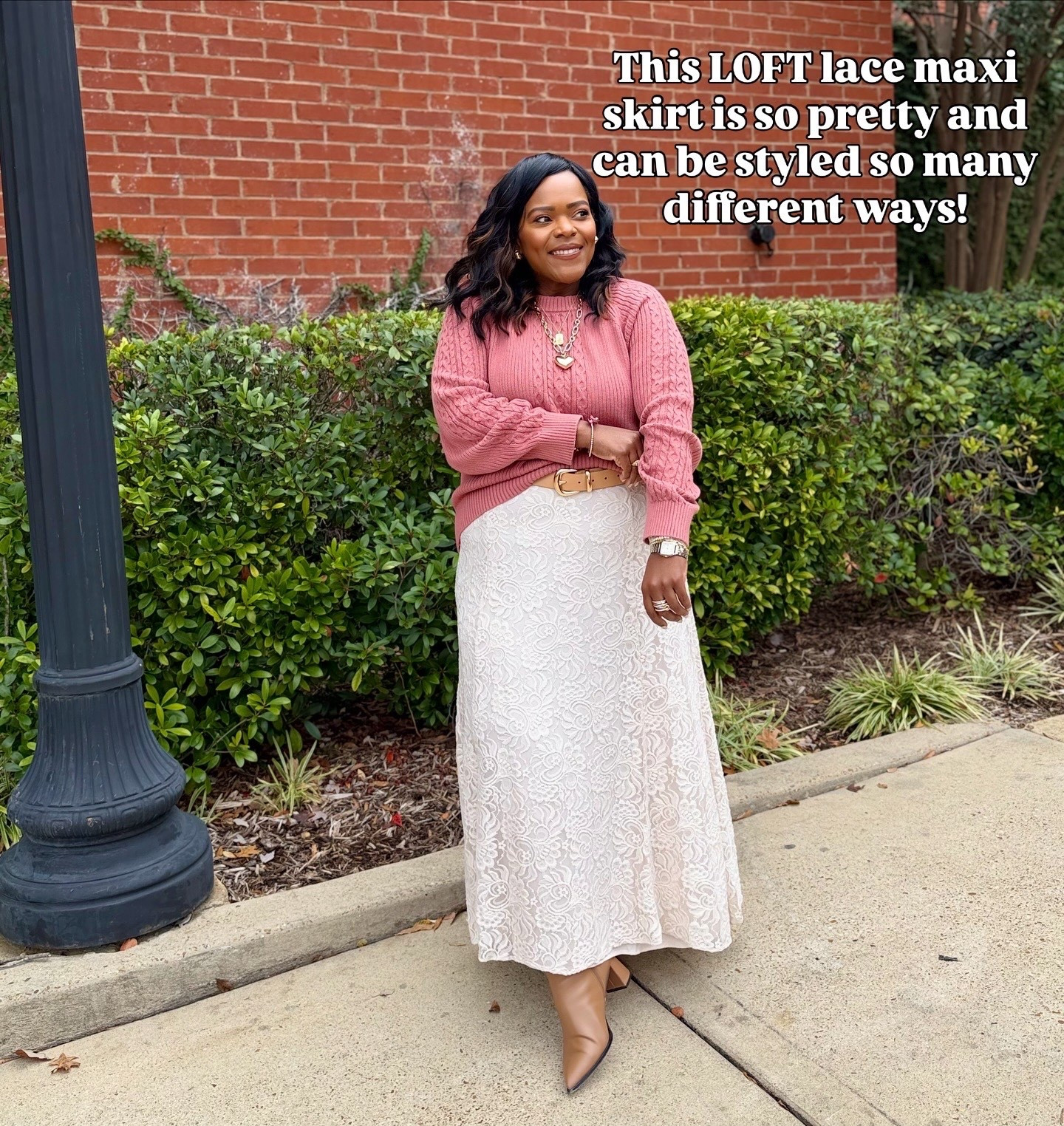 Lace maxi skirt from LOFT / pink sweater / fall fashion / workwear style inspo 

#LTKSaleAlert #LTKMidsize #LTKWorkwear