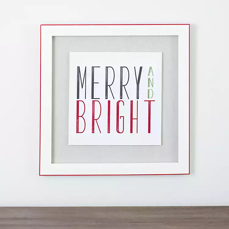 Merry and Bright Framed Christmas Wall Plaque | Kirkland's Home