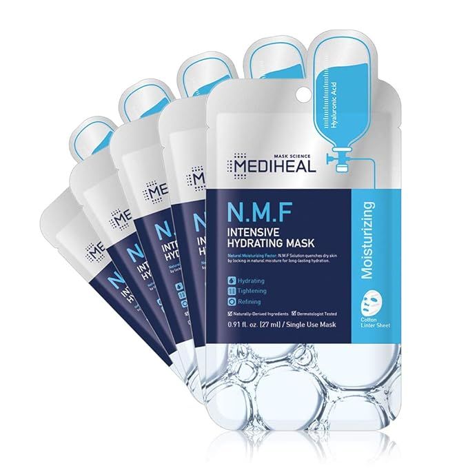 MEDIHEAL Official [Korea's No 1 Sheet Mask] - 5 Pack N.M.F Intensive Hydrating Mask/Ultra Moistur... | Amazon (US)