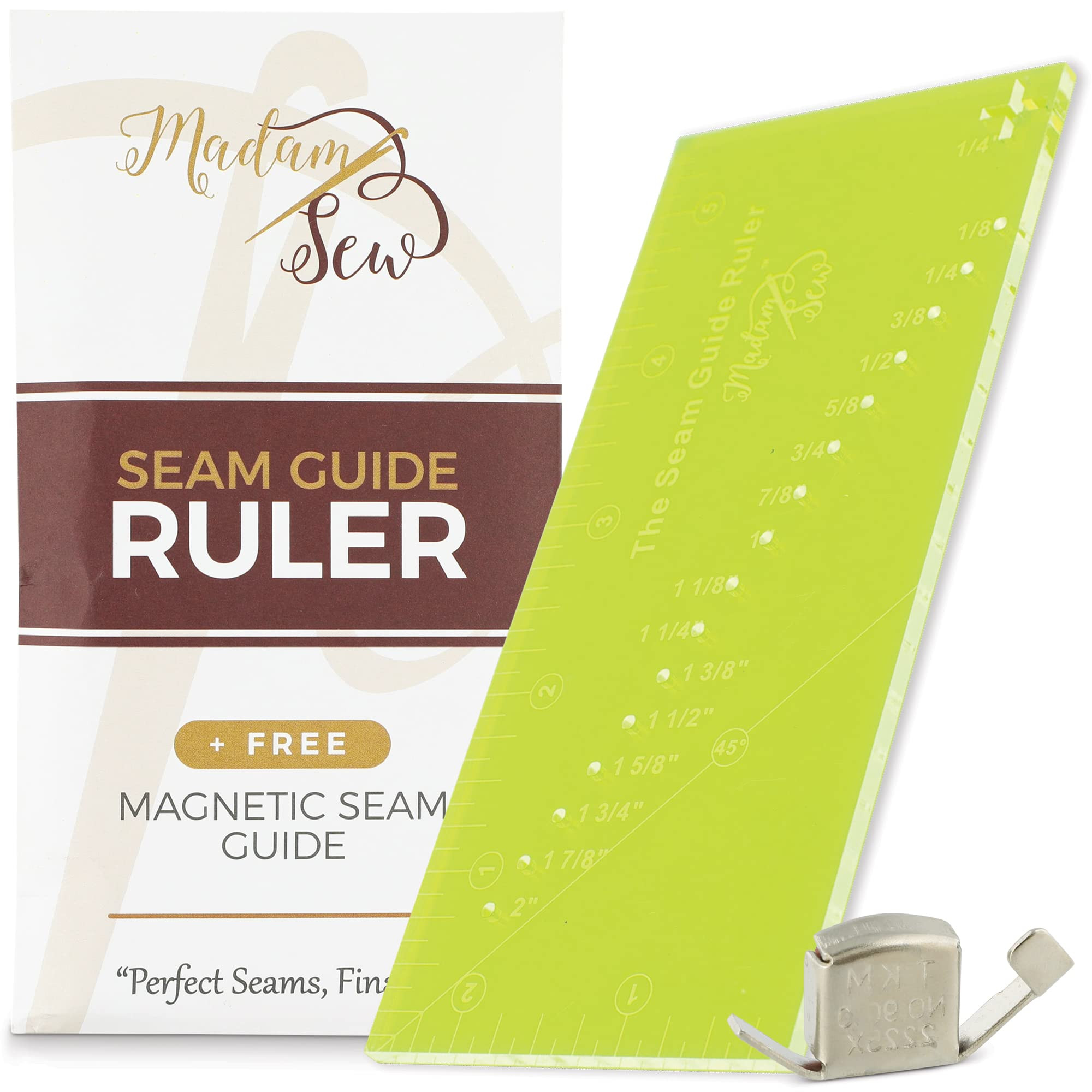 Madam Sew Seam Allowance Ruler and Magnetic Seam Guide for Sewing Machine | Perforated Seam Gauge... | Amazon (US)