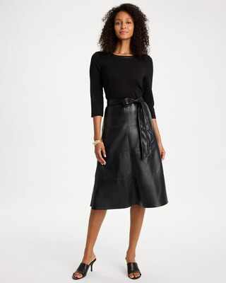 Women's Faux Leather Ponte Knit Dress in Black | Chico's | Chico's