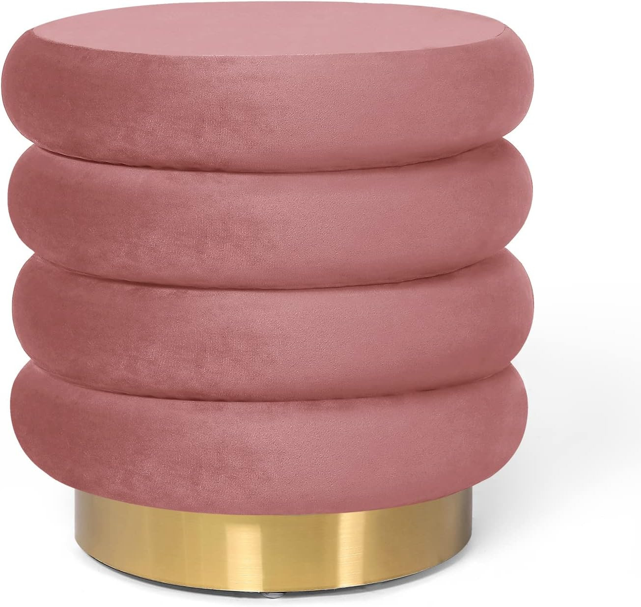 Homebeez Velvet Round Modern Ottoman Vanity Stool for Makeup Room, Small Footrest with Gold Base,... | Amazon (US)