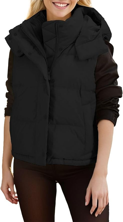Imily Bela Womens Quilted Puffer Vest Hooded Winter Casual Stand Collar Puffer Gilet Vest With Po... | Amazon (US)