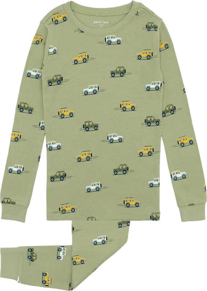 Petit Lem Kids' Jeep Print Fitted Organic Cotton Two-Piece Pajamas | Nordstrom | Nordstrom