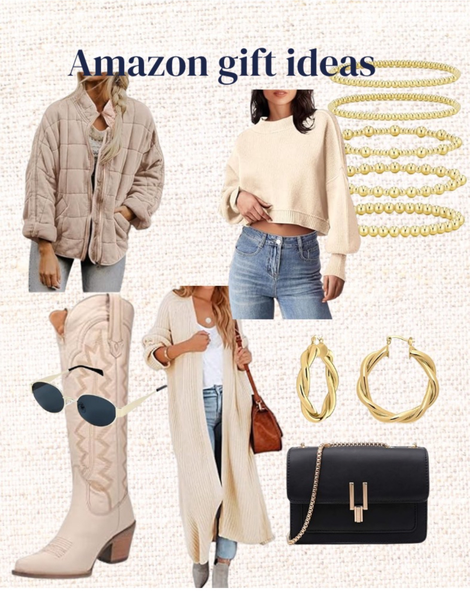 Gift ideas for her 
Fashion gift ideas 
Holiday gifts

#giftideas 
#holidaygifts
#amazonfashion 
#amazonfinds 
#foundonamazon


#LTKFindsUnder100 #LTKStyleTip #LTKGiftGuide