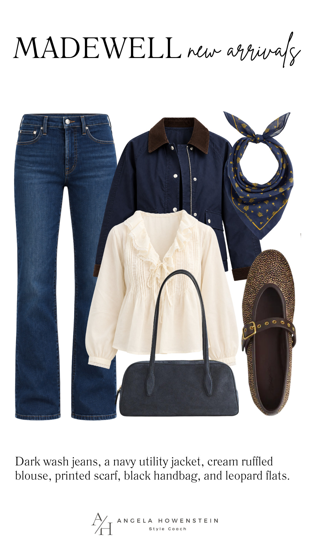 Madewell’s new arrivals are giving classic fall style with a little personality! I’m loving the dark denim, navy jacket, feminine cream blouse, printed scarf, and leopard flats—all pieces that can mix and match beautifully.

👩‍💻 LTK PRO TIPS
❤️ Heart = Support my posts ;-)
🔖 Save = Get sale & restock alerts for the things you love!
📋 Lists = Keep favorites organized (List ideas: Christmas, Birthdays, and Vacations!)
📲 Share = Send lists and products to a friend (or your daughters like me).
💬 Comment = Ask me anything, and I’ll answer. ;-) 

 #LTKootd #LTKSeasonal #LTKOver40