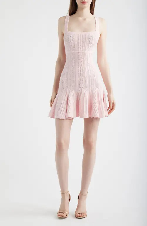 LoveShackFancy Tabatha Pointelle Minidress in Peach Sorbet at Nordstrom, Size Small | Nordstrom