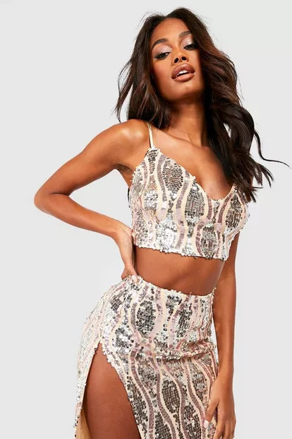 Multi Sequin Strappy Bralette | Boohoo.com (US & CA)