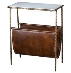 Interlude Strauss Industrial Loft Magazine Holder Side End Table | Kathy Kuo Home