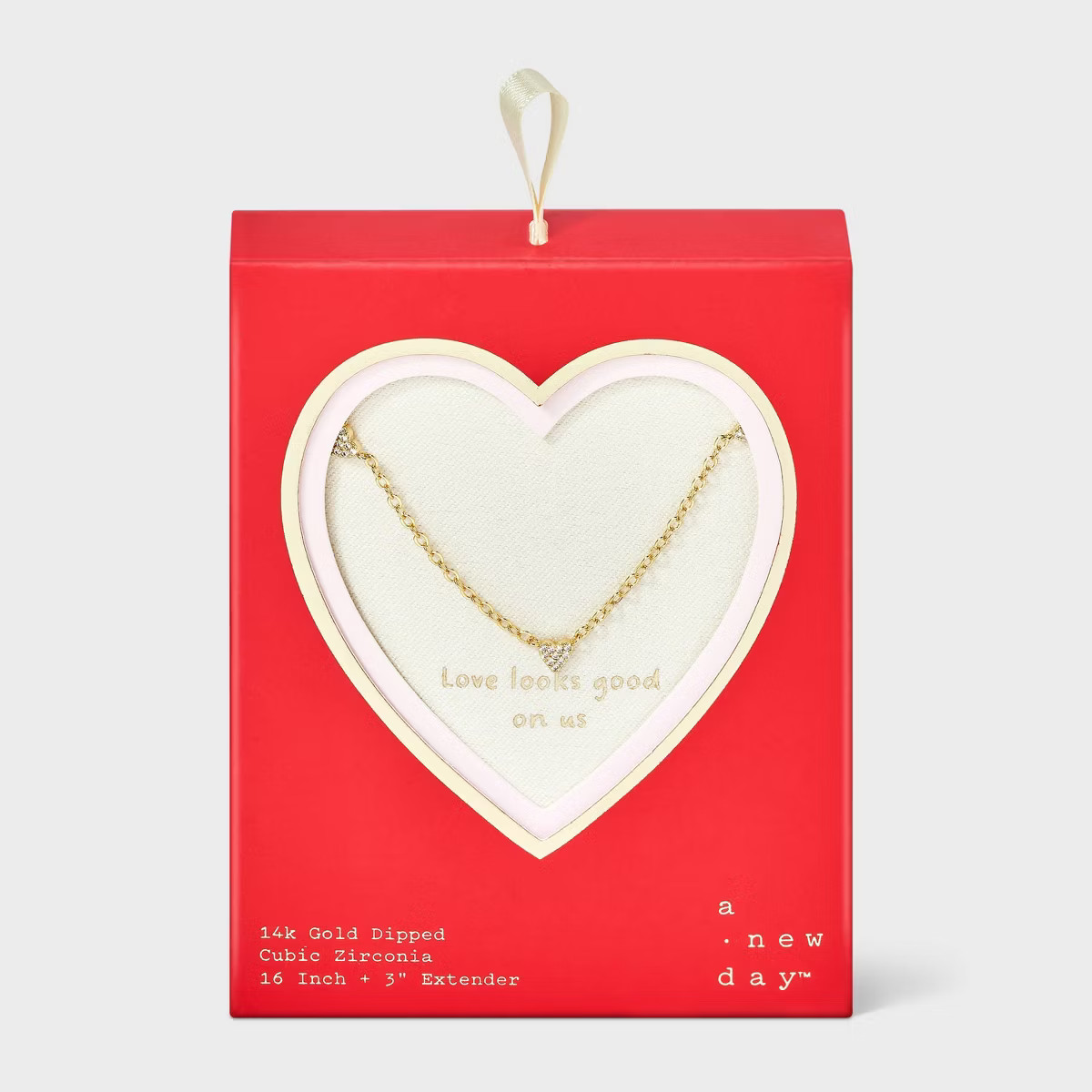 14K Gold Dipped Cubic Zirconia Mini Tri-Heart Necklace - A New Day™ Gold | Target