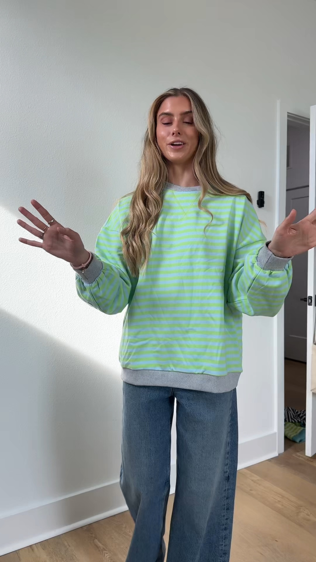 Amazon size small UEU Women Oversized Striped Crewneck Sweatshirt Long Sleeve Color Block Pullover Tops Casual Loose Workout Shirt

#LTKSaleAlert #LTKFindsUnder50 #LTKootd