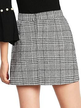 Floerns Women's Plaid High Waist Bodycon Mini Skirt | Amazon (US)