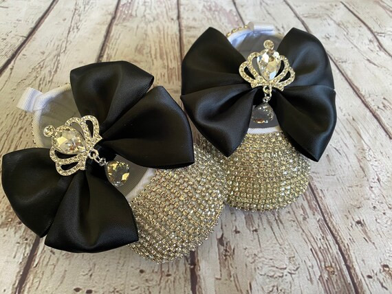Baby Girl Shoes and Headband Set Custom Rhinestones Black Bow | Etsy | Etsy (US)