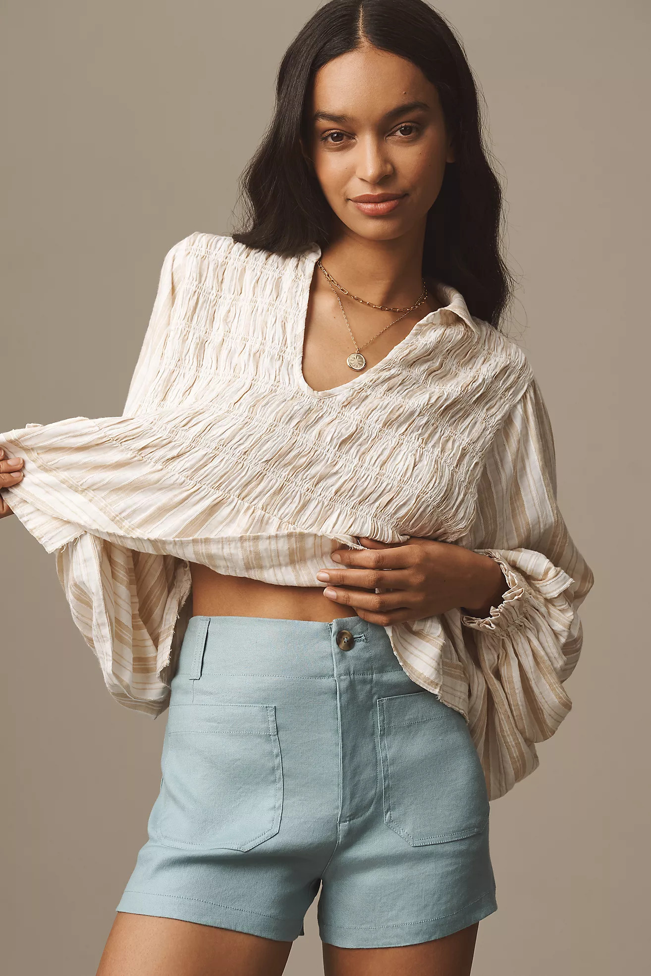 The Colette Linen Blend Shorts by Maeve | Anthropologie (US)