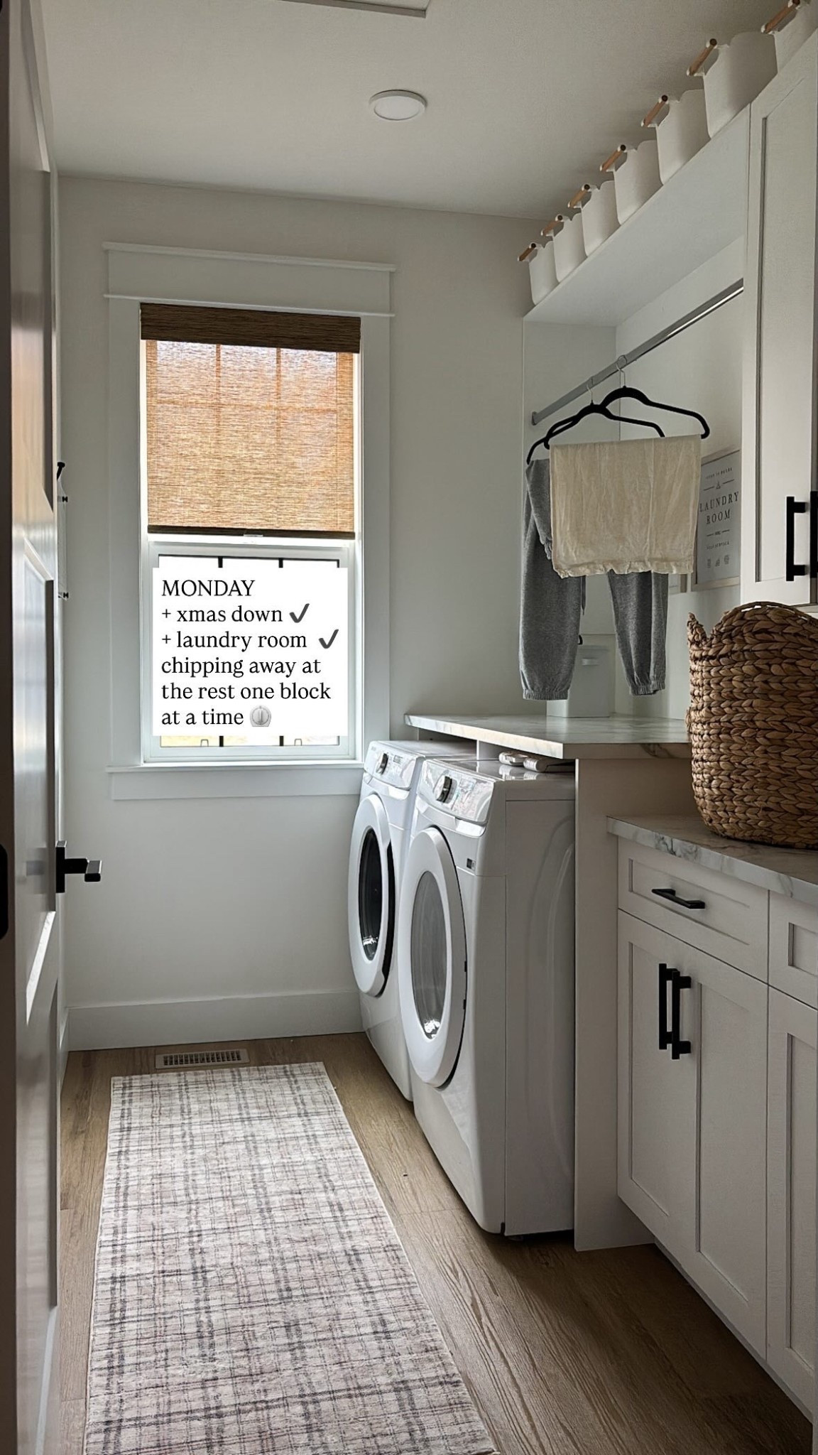 H O M E / laundry room is back in order ✔️ love the sweats I have hanging here by the way, great fibro-friendly find!

Bins @dollarama
Baskets @homesensecanada

#LTKhome #LTKstyletip #LTKcanada