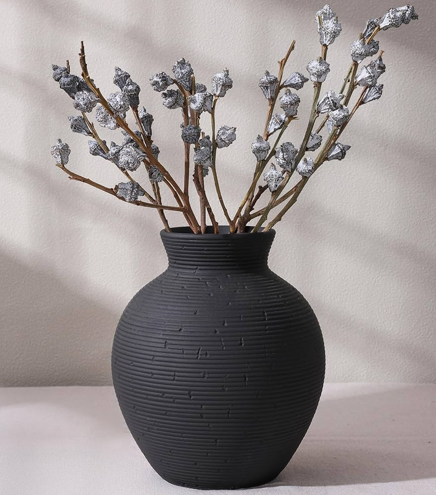 Ceramic Flower Vase Home Decor, 7.4 in Farmhouse Table Vases Retro Vintage Living Room Kitchen Be... | Amazon (US)