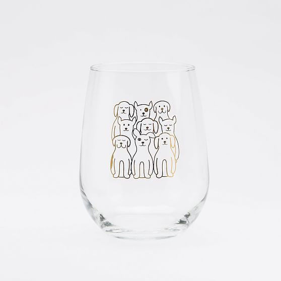Dog Stemless Wine Glass Gold | West Elm (US)