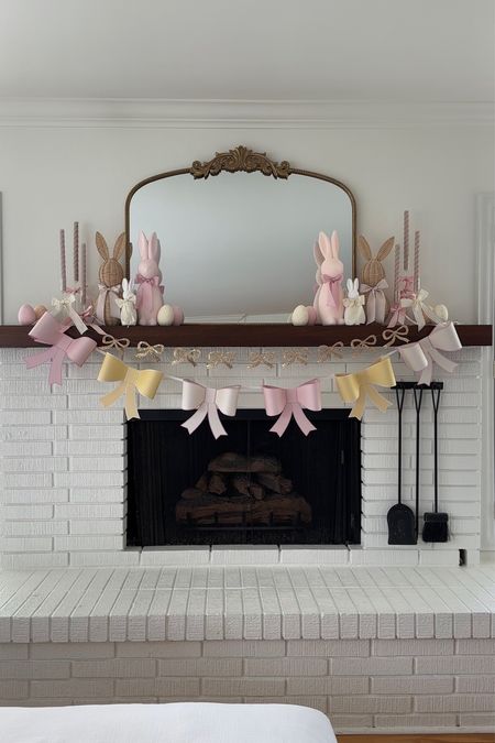 Spring mantel decor! Paired with flocked bunnies, bow garlands and pastel colors 

#LTKSeasonal #LTKstyletip #LTKhome