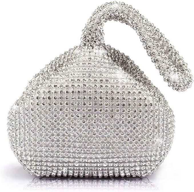 ele ELEOPTION Women Silver Evening Bag Women's Clutch Purse Bag Triangle Full Rhinestones Bags fo... | Amazon (US)